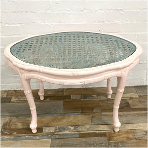 French Style Oval Cane Topped Occasional Table