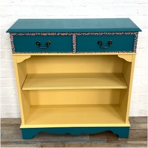 Vintage Bookcase With Drawers Above